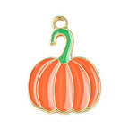 Autumn Theme Light Gold Alloy Enamel Pendant - 16-28x12.5-23.5x1-2.5mm