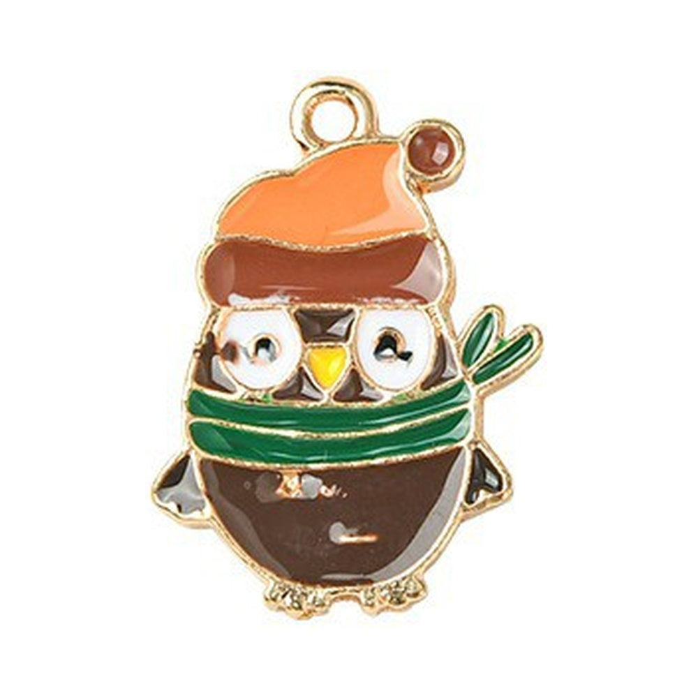 Autumn Theme Light Gold Alloy Enamel Pendant - 16-28x12.5-23.5x1-2.5mm
