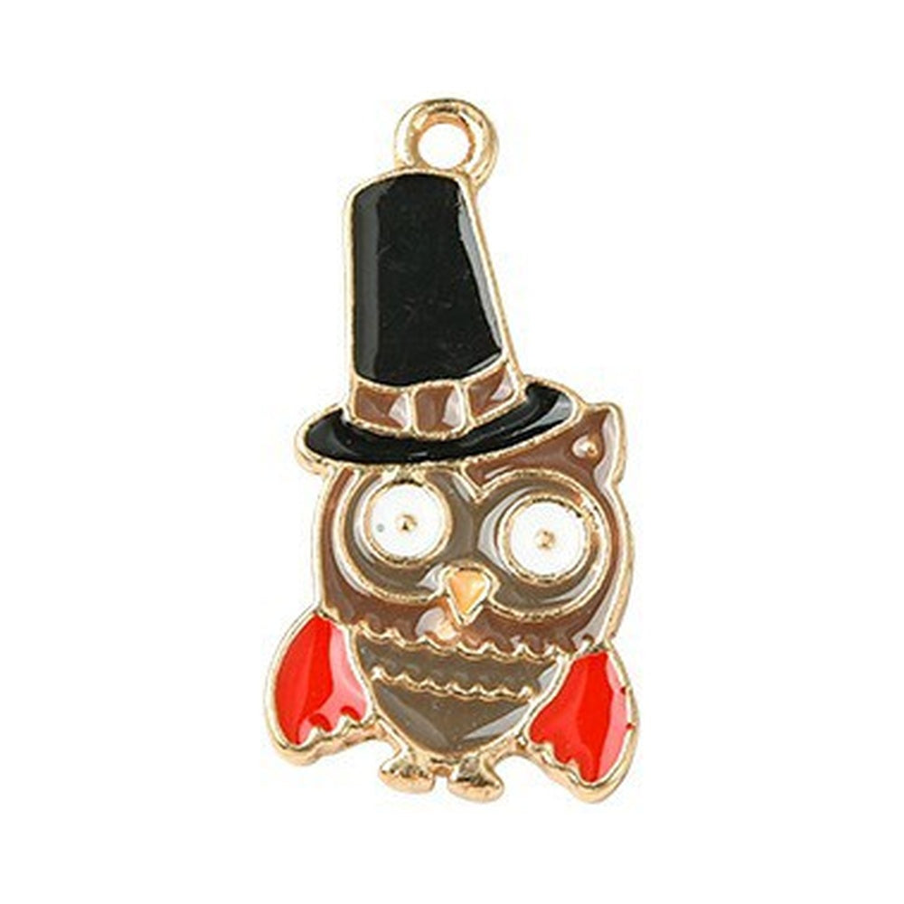 Autumn Theme Light Gold Alloy Enamel Pendant - 16-28x12.5-23.5x1-2.5mm