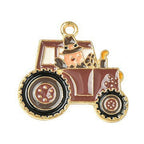 Autumn Theme Light Gold Alloy Enamel Pendant - 16-28x12.5-23.5x1-2.5mm