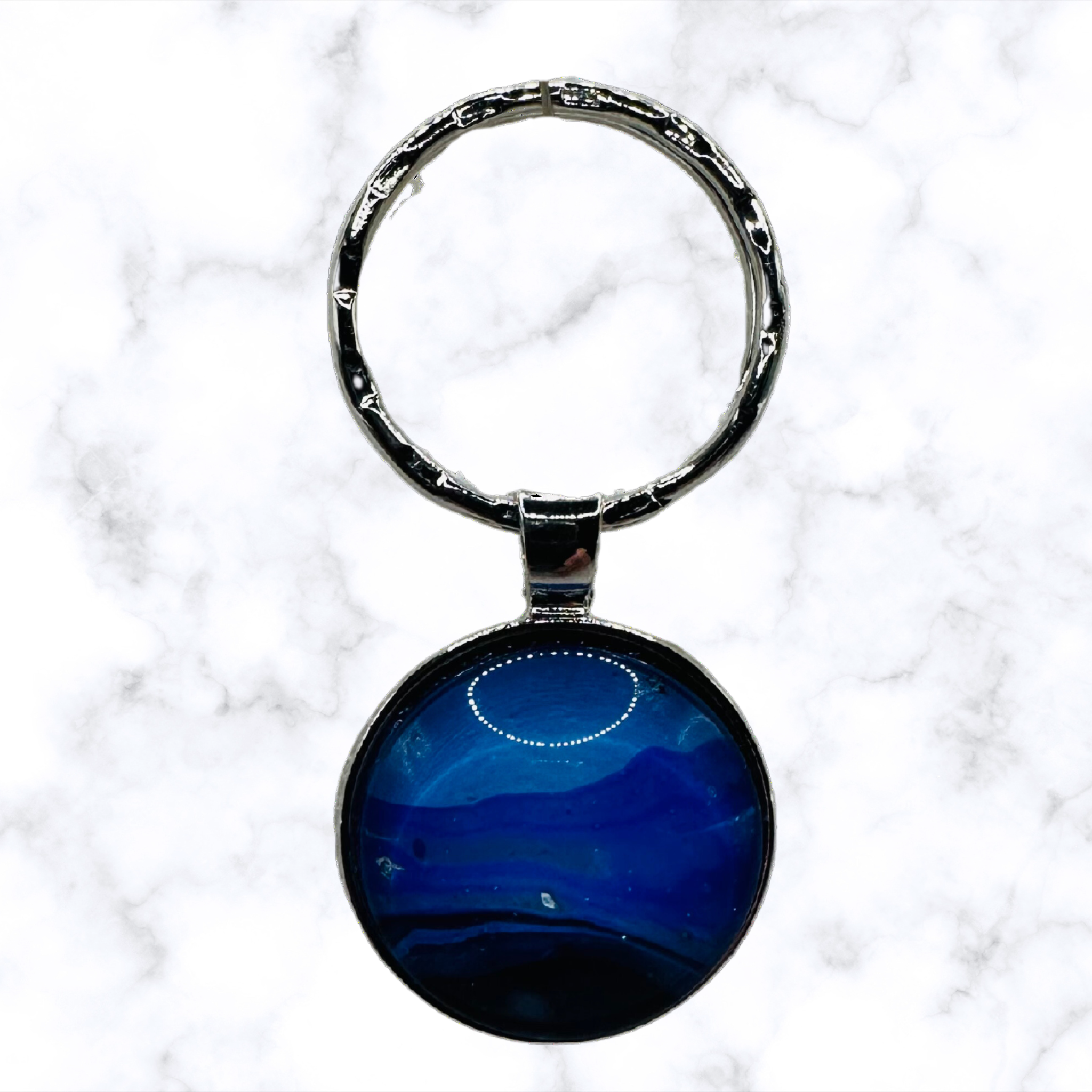 Blue Acrylic Paint Key Ring