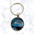 Blue and Black Acrylic Paint Key Ring