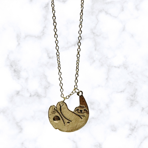 Golden Sloth Pendant Necklace 