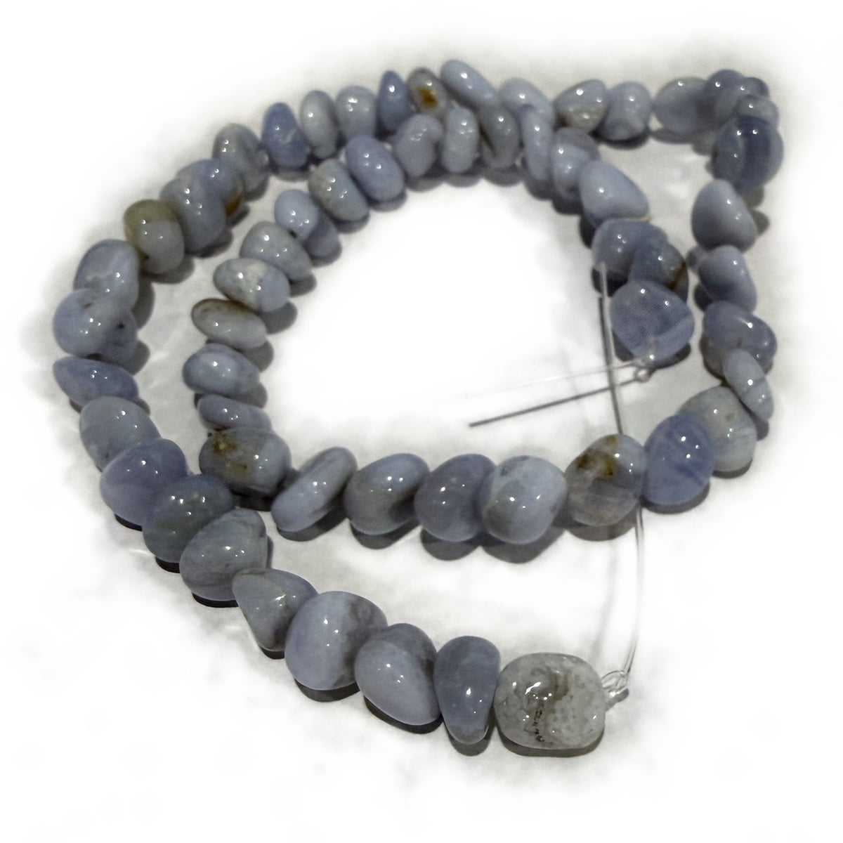 Blue lace agate nugget beads, 6x6mm, on a strand