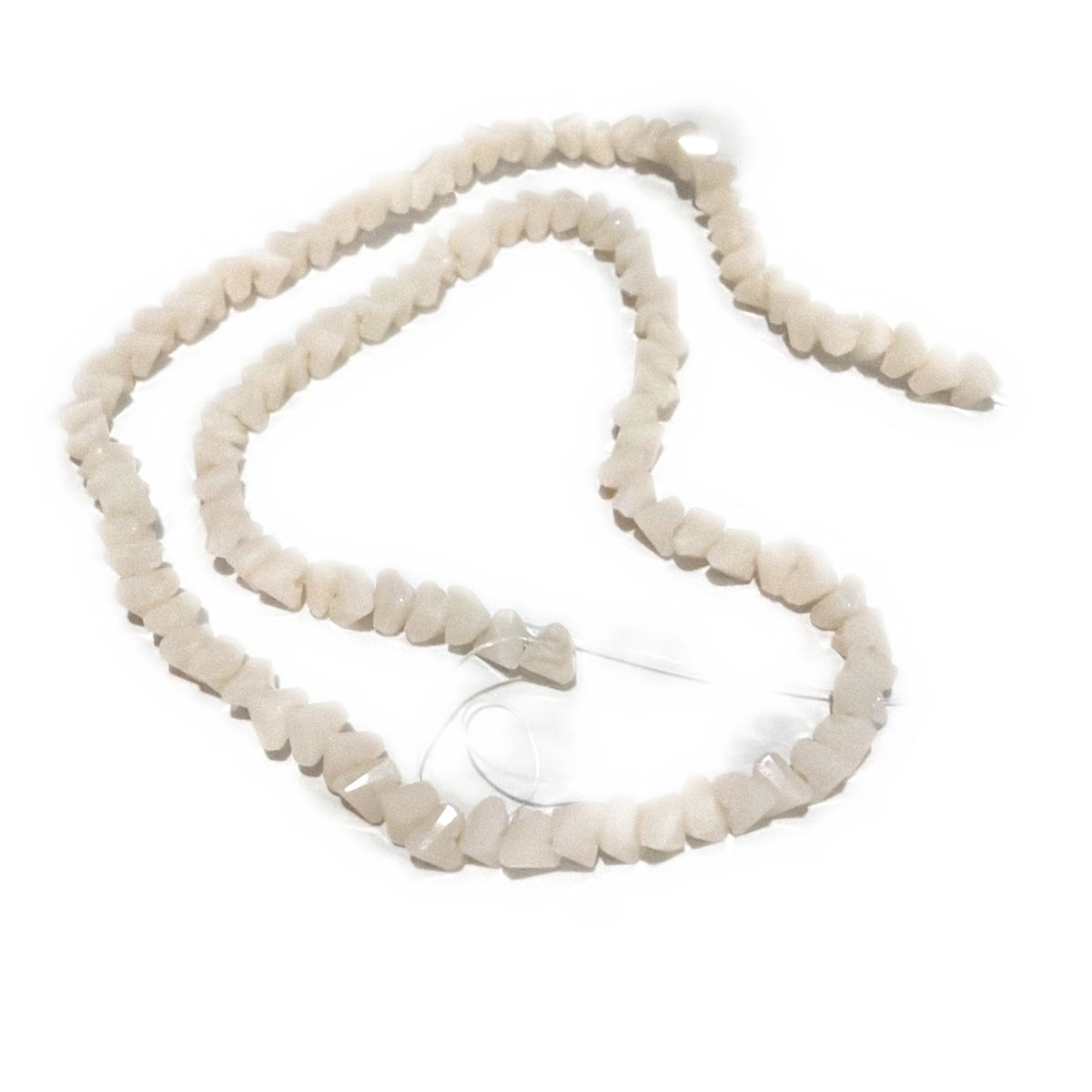 Cream glass triangle beads, 3.3x3.6mm, on a strand