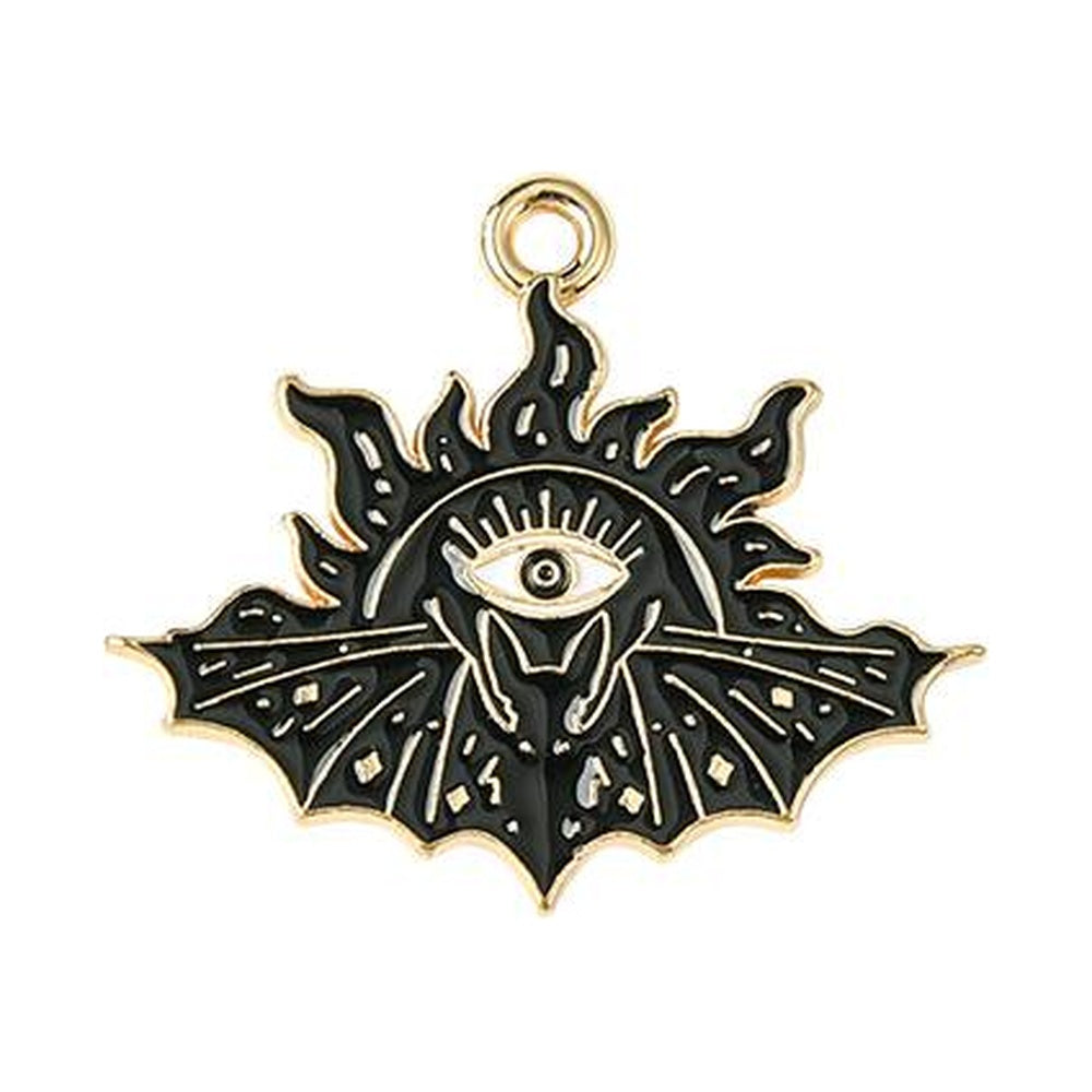 Halloween Alloy Enamel Pendants - Bat - 19.5-28x21-28x1-1.5mm