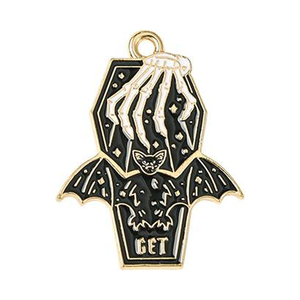 Halloween Alloy Enamel Pendants - Bat - 19.5-28x21-28x1-1.5mm