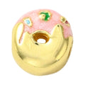 Donut & Cake Real 18K Gold Rack Plating Brass Enamel Beads - Cadmium & Lead Free - 10-12x9.5-10x7.5-10.5mm