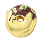 Donut & Cake Real 18K Gold Rack Plating Brass Enamel Beads - Cadmium & Lead Free - 10-12x9.5-10x7.5-10.5mm