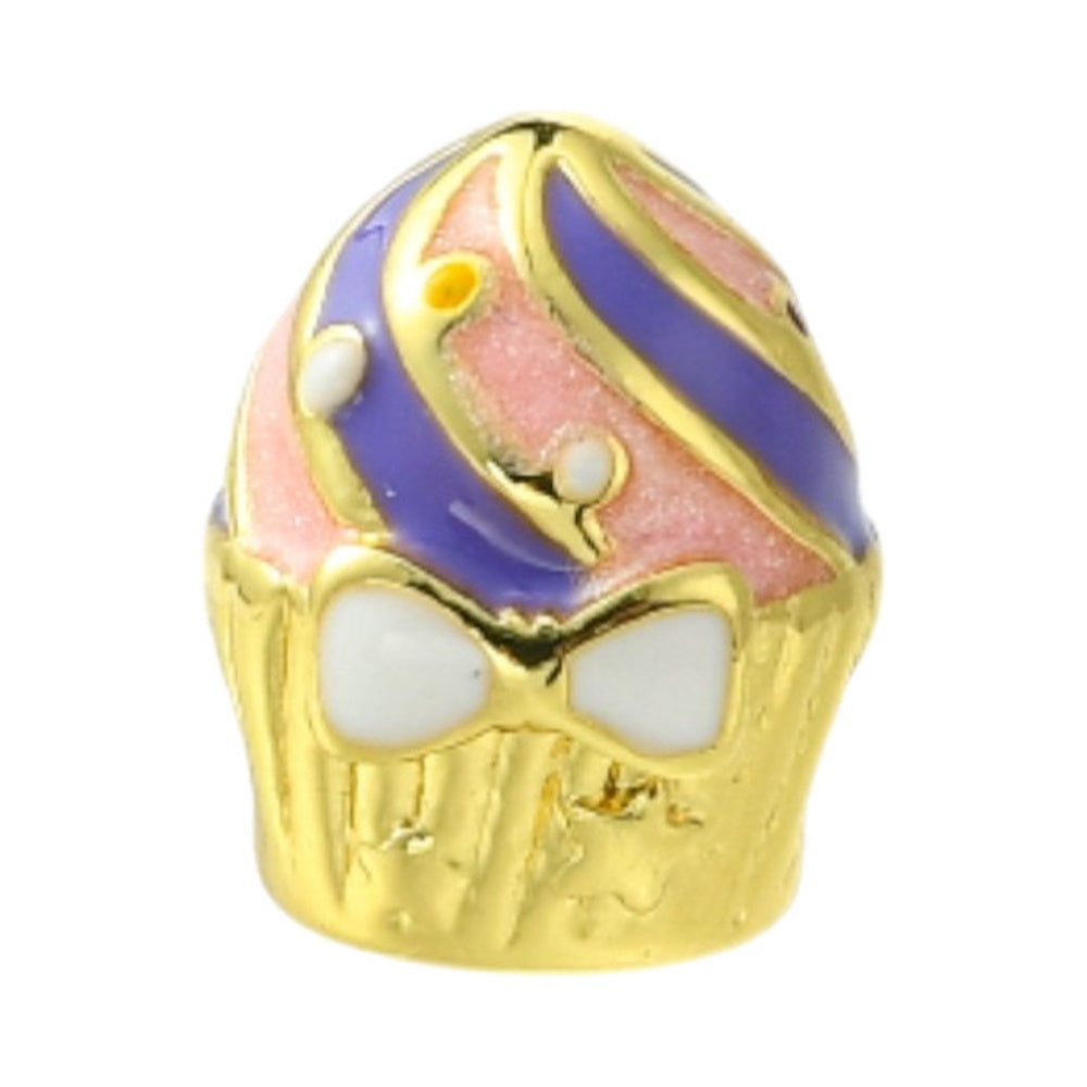 Donut & Cake Real 18K Gold Rack Plating Brass Enamel Beads - Cadmium & Lead Free - 10-12x9.5-10x7.5-10.5mm