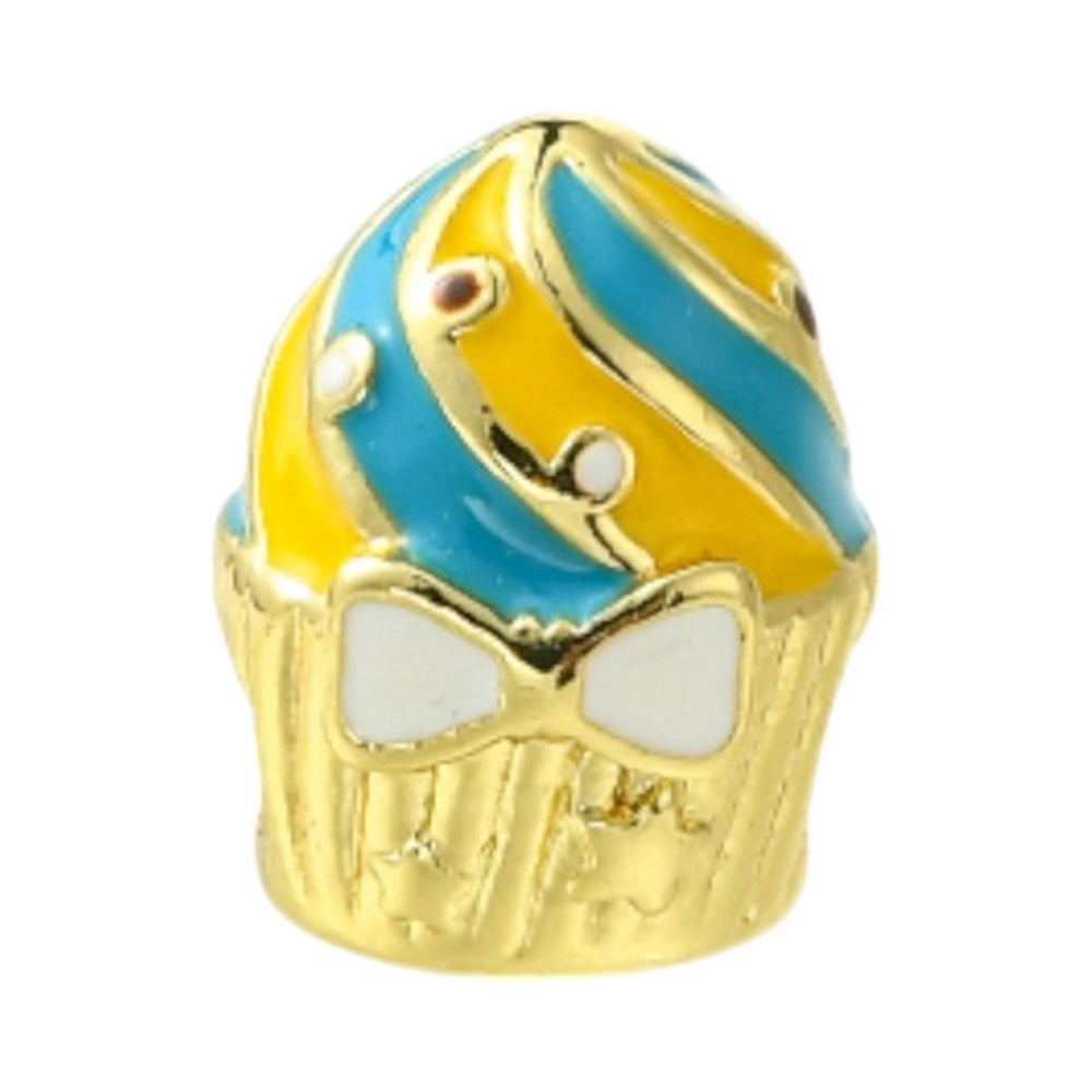 Donut & Cake Real 18K Gold Rack Plating Brass Enamel Beads - Cadmium & Lead Free - 10-12x9.5-10x7.5-10.5mm