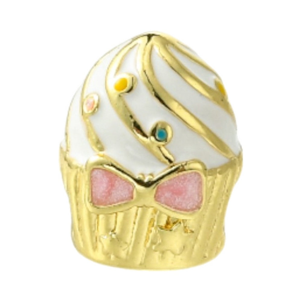 Donut & Cake Real 18K Gold Rack Plating Brass Enamel Beads - Cadmium & Lead Free - 10-12x9.5-10x7.5-10.5mm