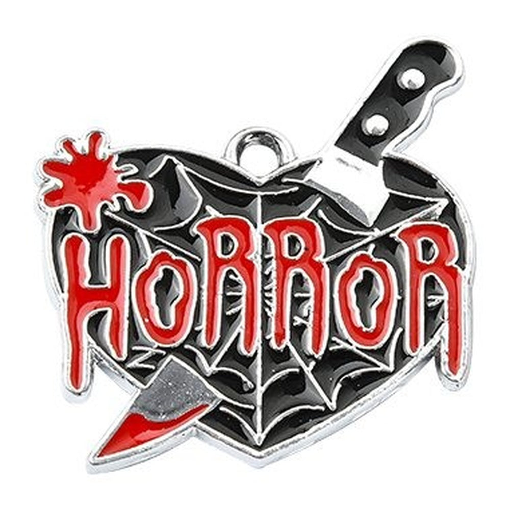 Halloween Platinum Alloy Mixed Color Enamel Pendant -  22-26x19-28.5x1-1.5mm