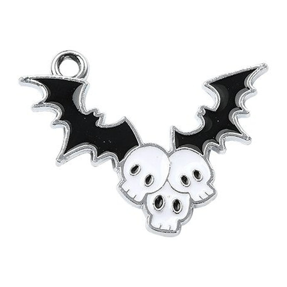 Halloween Platinum Alloy Mixed Color Enamel Pendant -  22-26x19-28.5x1-1.5mm