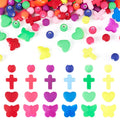 Mixed Color Opaque Acrylic Beads - Mixed Shapes - 8-15mm - 12 beads per bag