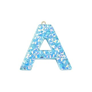 Deep Sky Blue Transparent Epoxy Resin Pendant - 41-45x11-57.5x7-9mm