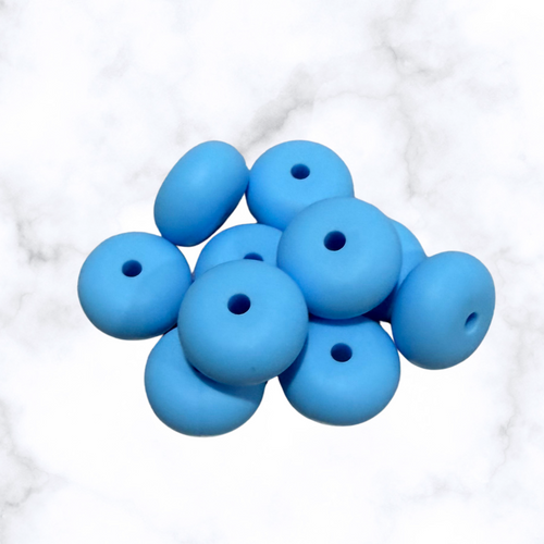 Blue Glacier Abacus Silicone Beads - 14x8mm