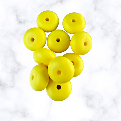 Canary Yellow Abacus Silicone Beads - 14x8mm