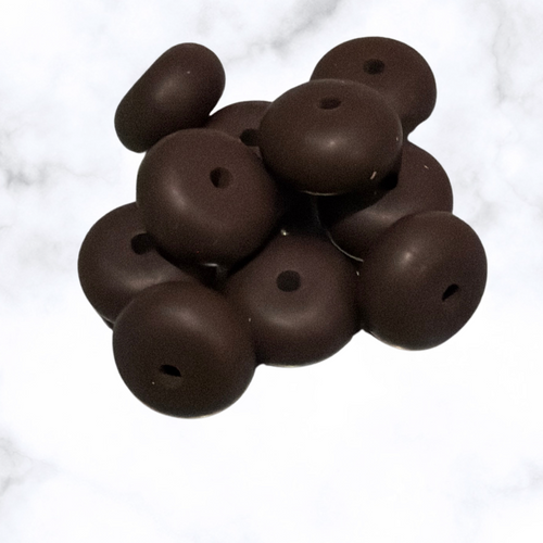 Chocolate Brown Abacus Silicone Beads - 14x8mm