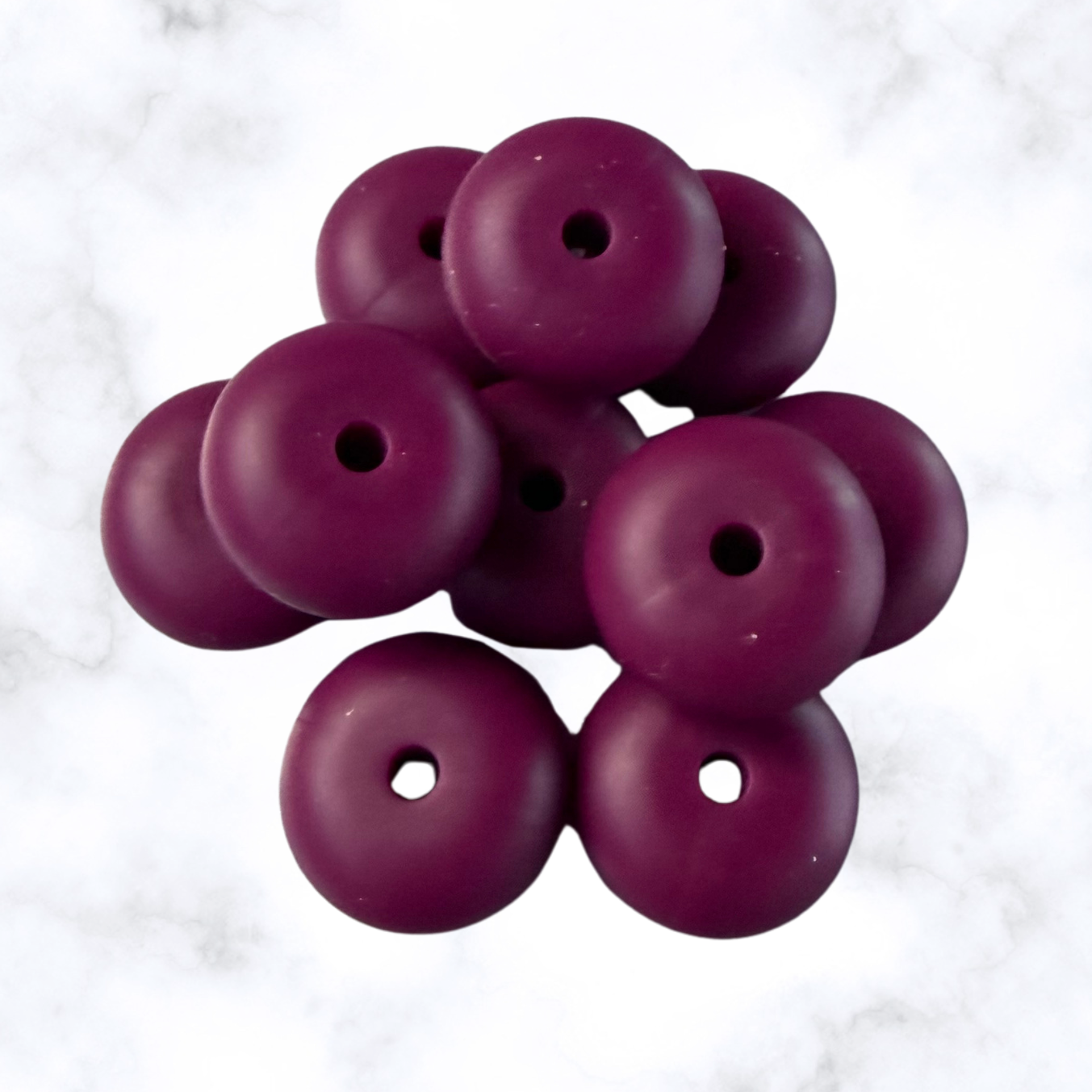 Deep Burgundy Abacus Silicone Beads - 14x8mm
