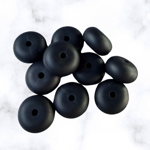 Black Abacus Silicone Beads - 14x8mm
