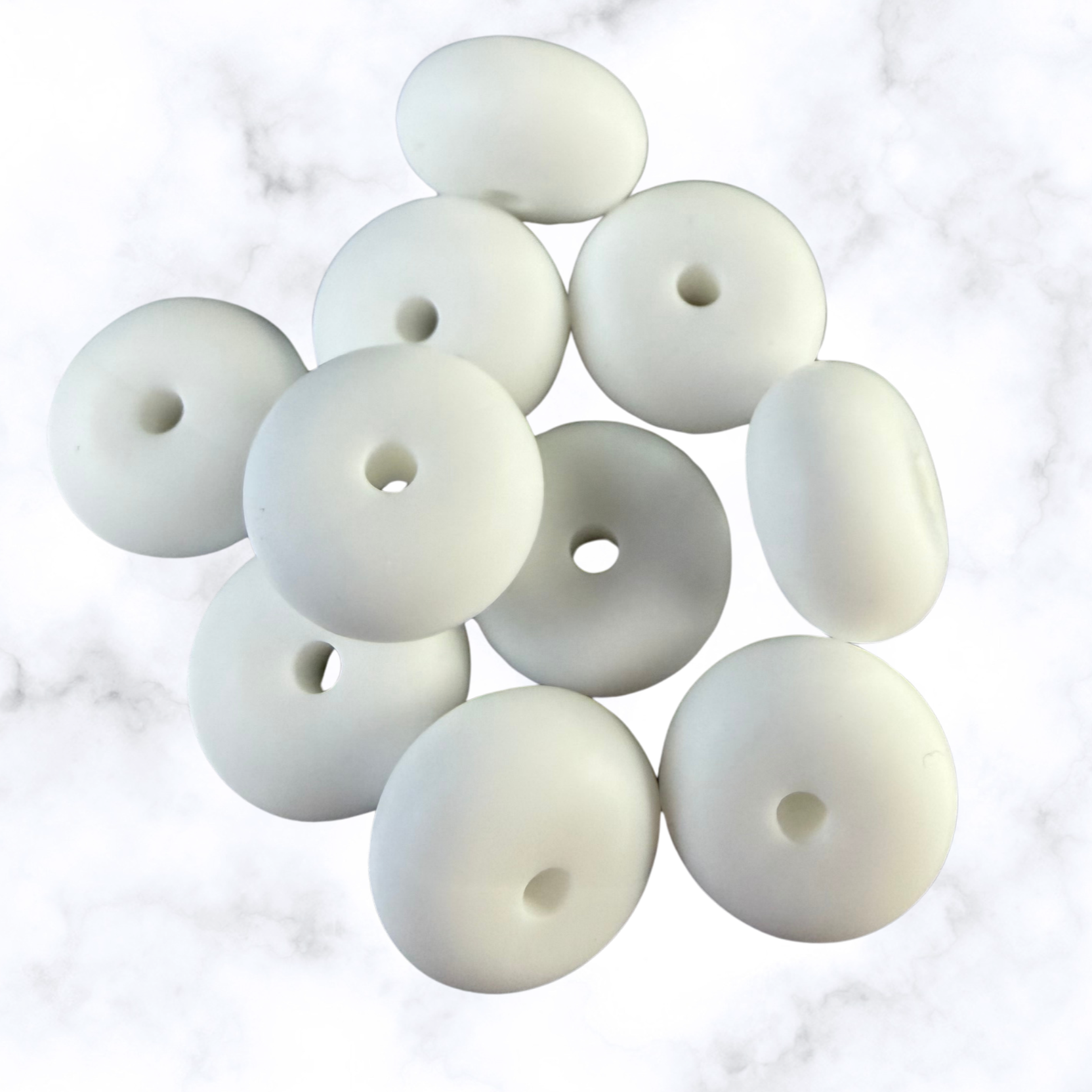 White Abacus Silicone Beads - 14x8mm