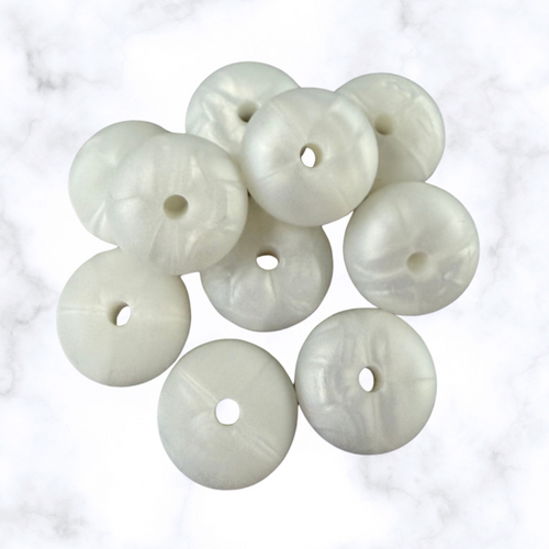 Alpine Snow Abacus Silicone Beads - 14x8mm