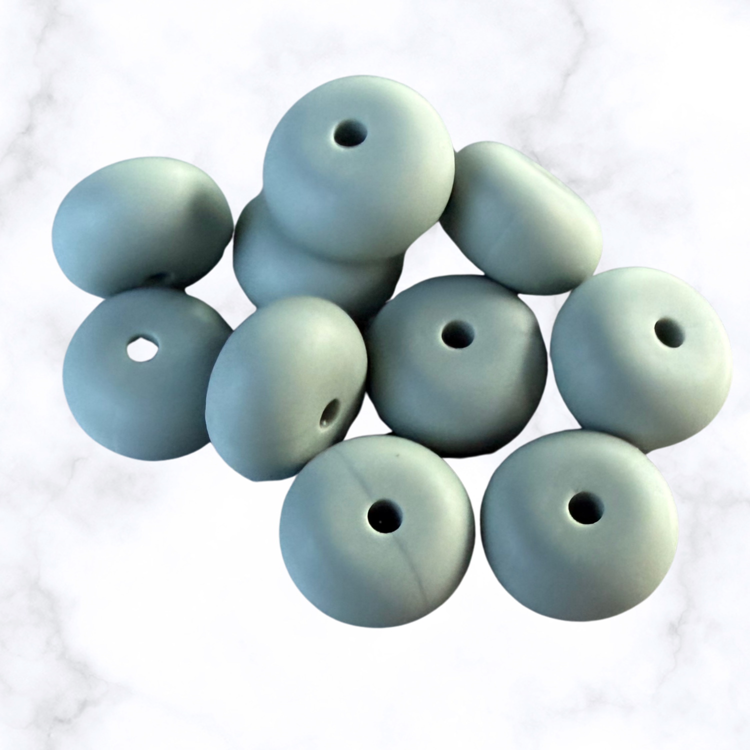 Dusty Olive Abacus Silicone Beads - 14x8mm