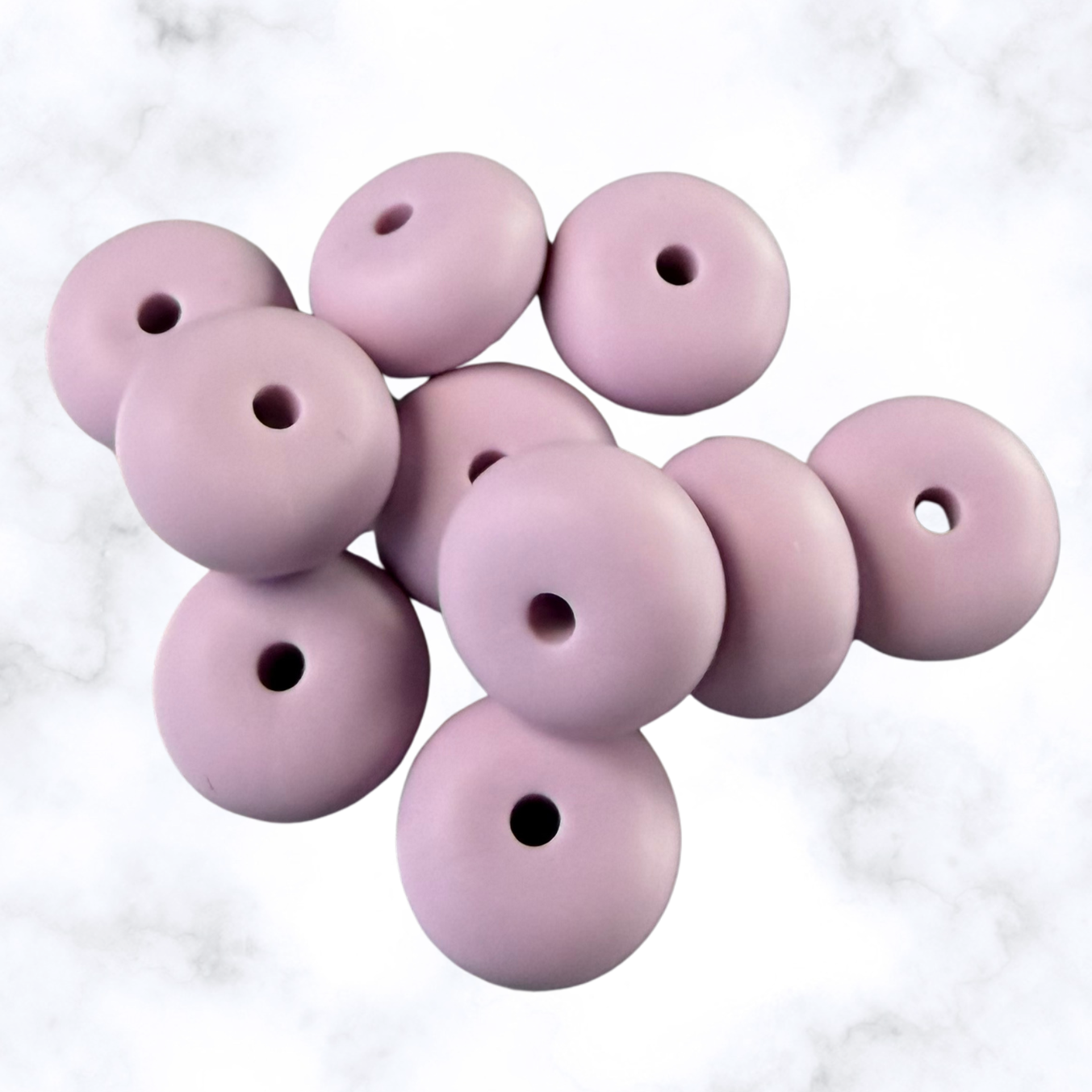 Frosted Lilac Abacus Silicone Beads - 14x8mm