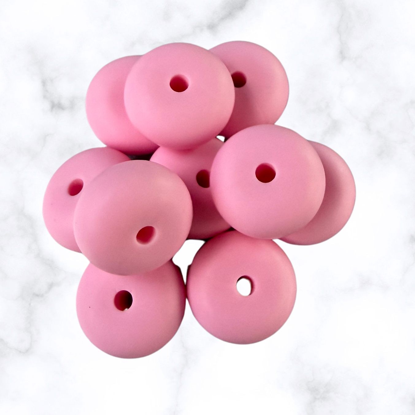 Peony Blush Abacus Silicone Beads - 14x8mm