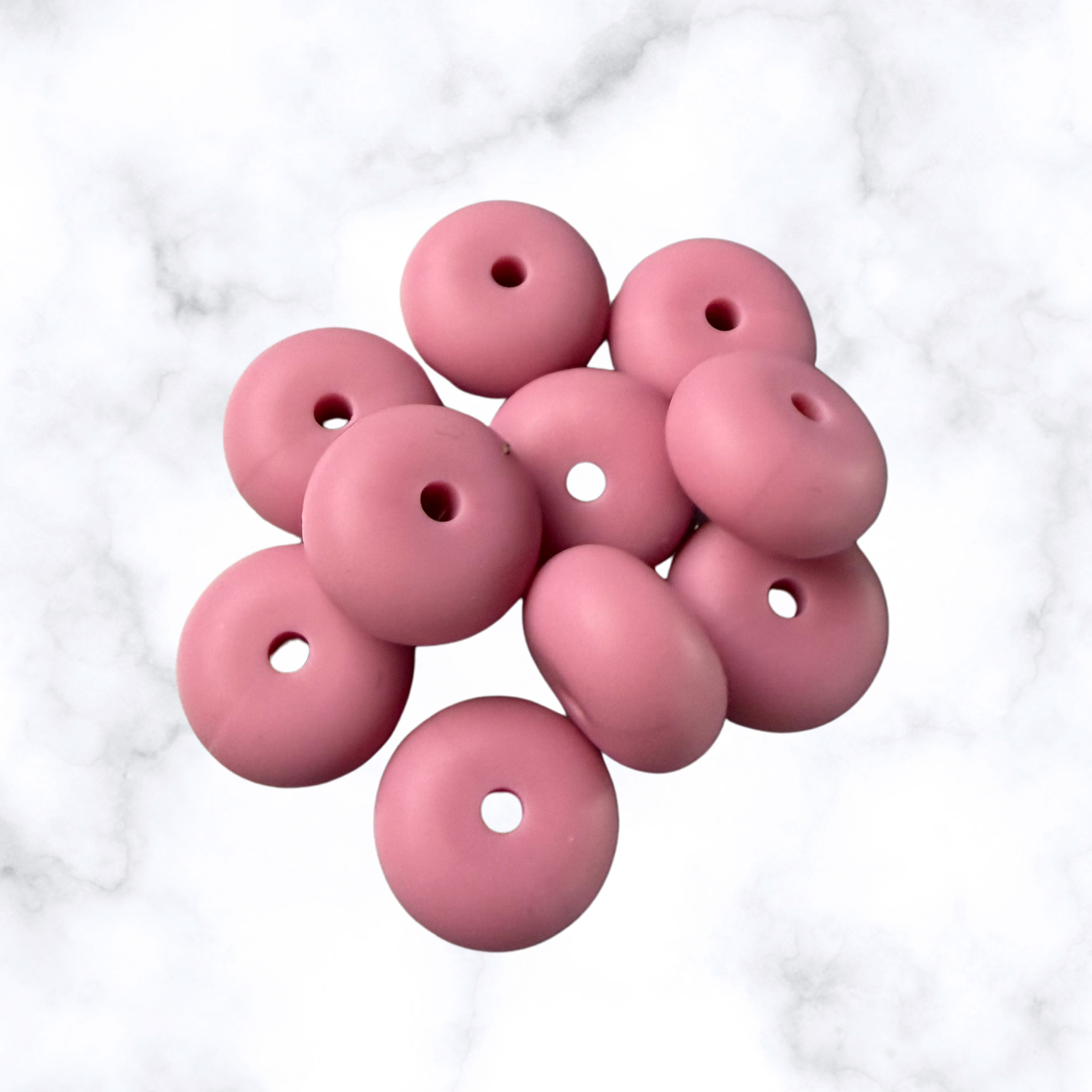 Vintage Rose Abacus Silicone Beads - 14x8mm
