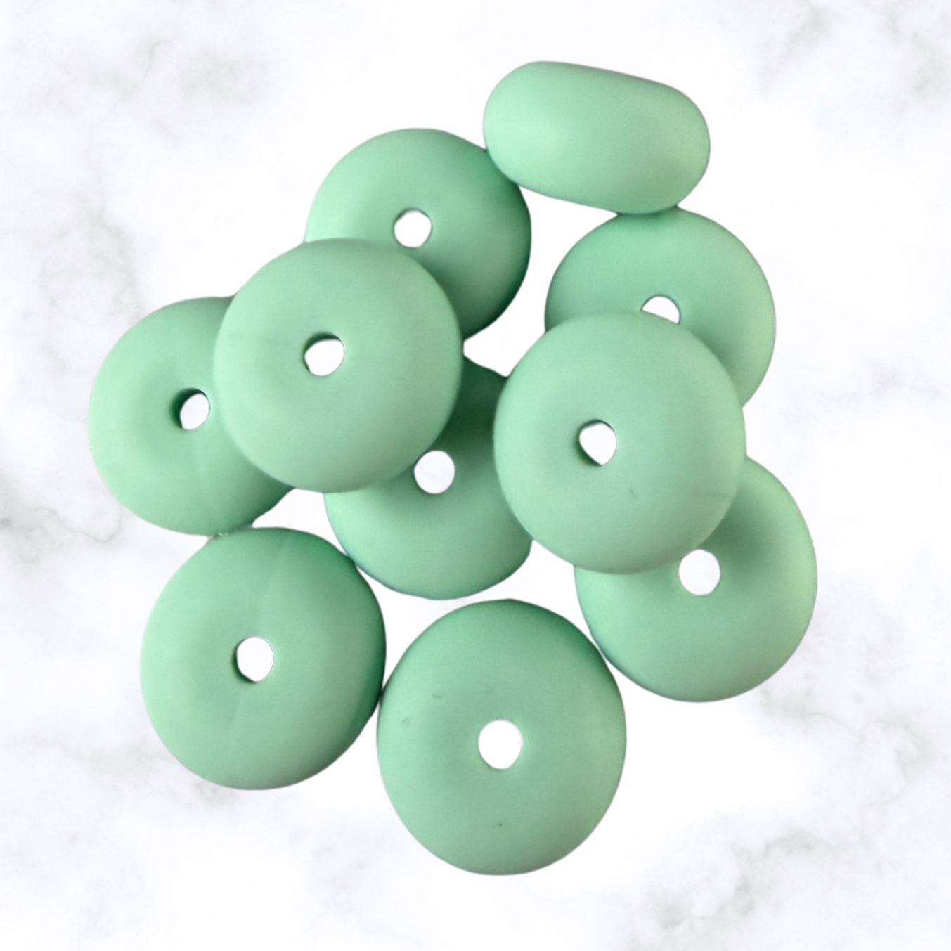 Frosted Mint Abacus Silicone Beads - 14x8mm