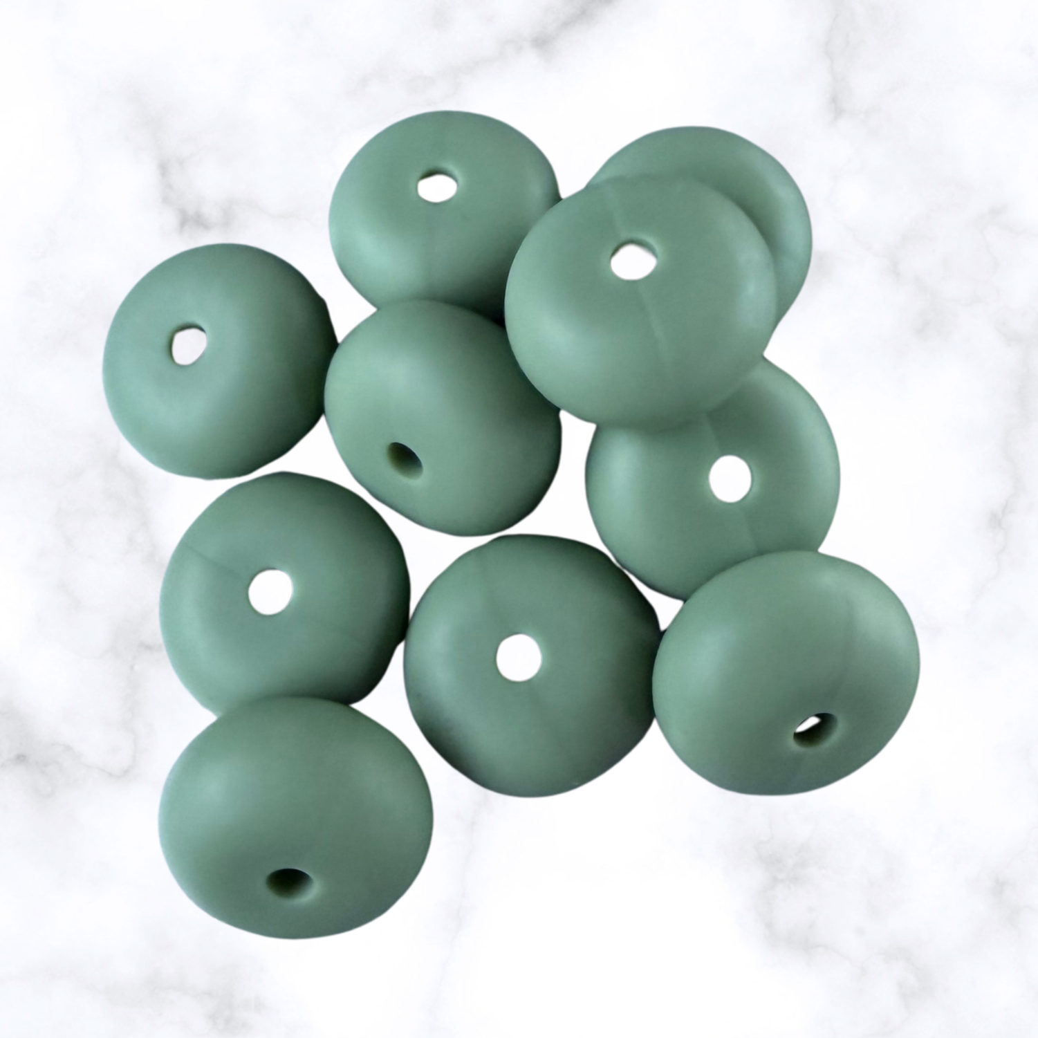 Smoky Steel Abacus Silicone Beads - 14x8mm