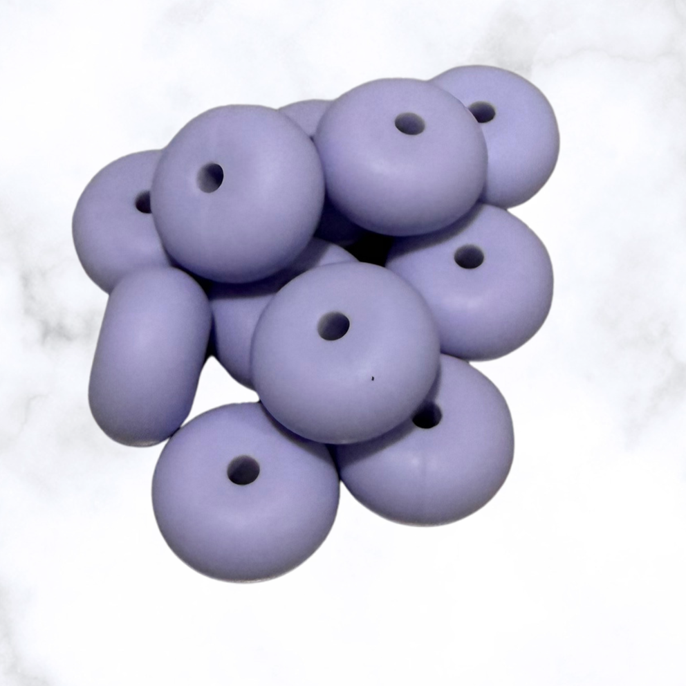 Cloudy Periwinkle Abacus Silicone Beads - 14x8mm