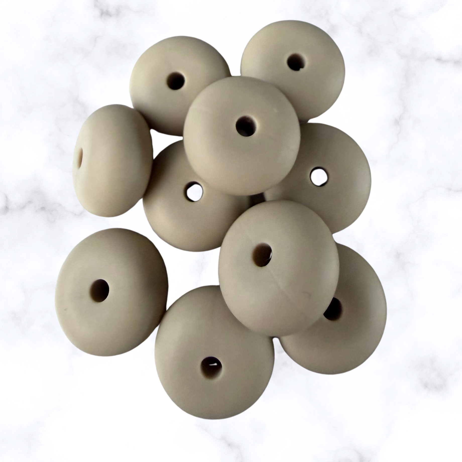 Toasted Taupe Abacus Silicone Beads - 14x8mm
