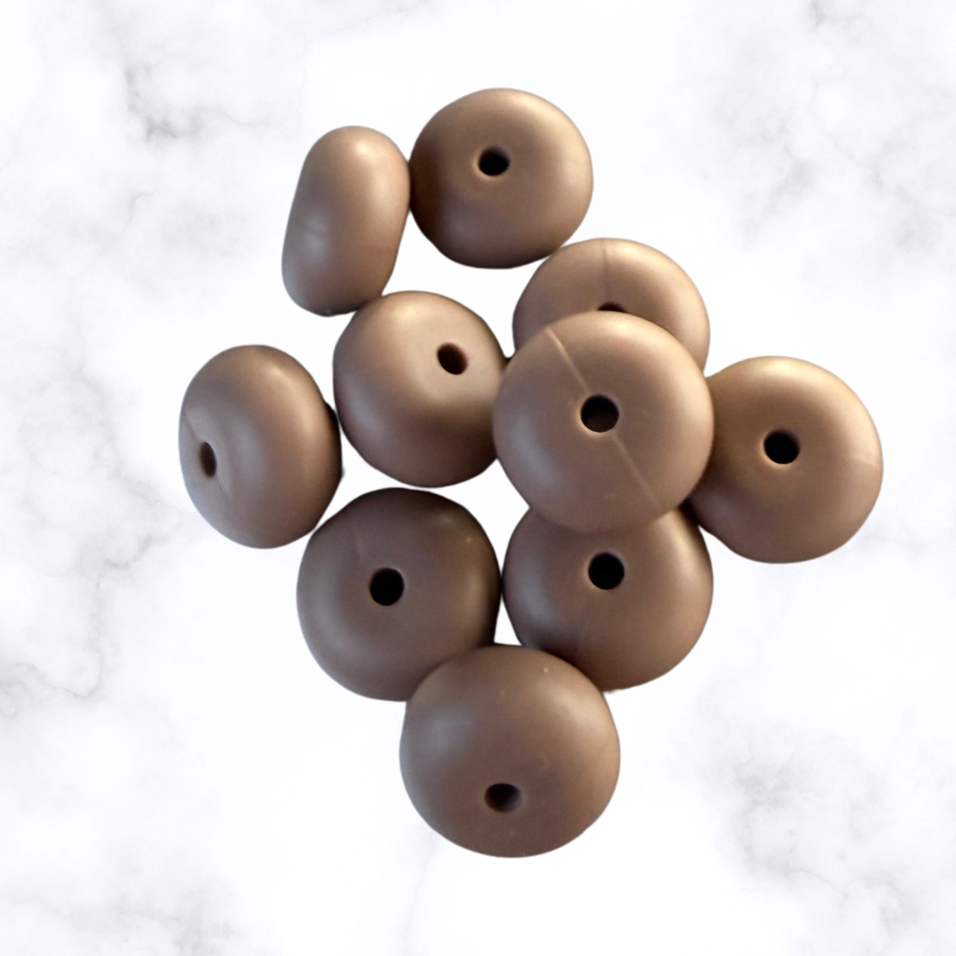 Toasted Taupe Abacus Silicone Beads - 14x8mm