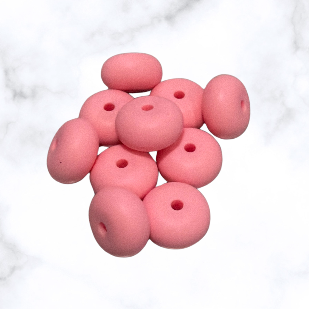Milk Chocolate Matte Abacus Silicone Beads - 14x8mm