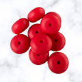 Fire Cracker Red Abacus Silicone Beads - 14x8mm - 10 pack