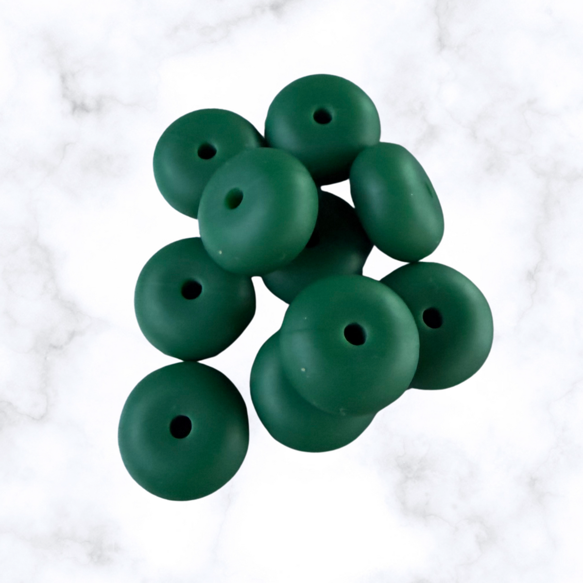 Bag of Ever Green abacus silicone beads, 14x8mm