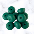 Bag of Woodland Green abacus silicone beads, 14x8mm