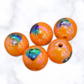 Orange Acrylic with Heart - Round - 16mm - 5 per bag