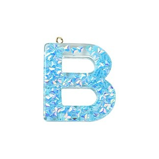 Deep Sky Blue Transparent Epoxy Resin Pendant - 41-45x11-57.5x7-9mm