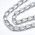 Aluminium Curb Chains - Unwelded - with Spool - Silver - 12x6.5x1.5mm - 1 Meter per bag
