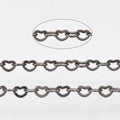 Gunmetal Brass Heart Link Chains - Soldered - Cadmium, Nickel & Lead Free - 1.4x2x0.2mm - 2 meters per bag