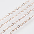 Rose Gold  Brass Heart Link Chains - Soldered - Cadmium, Nickel & Lead Free - 1.4x2x0.2mm - 1 meter per bag