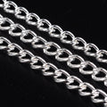 Silver Plated Iron Twisted Curb Chains - Unwelded - 4x6mm - 1 Meter per bag