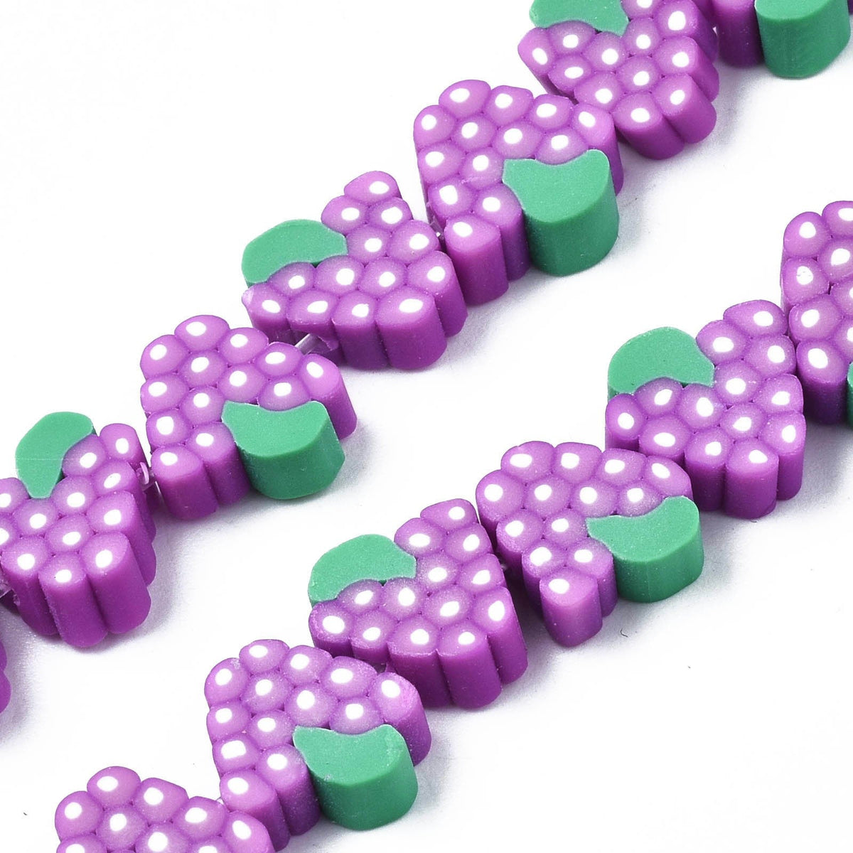 Handmade Orchid Polymer Clay Bead Strands - Grape - 9-11.5x8-11x4mm - Appx 36 per strand