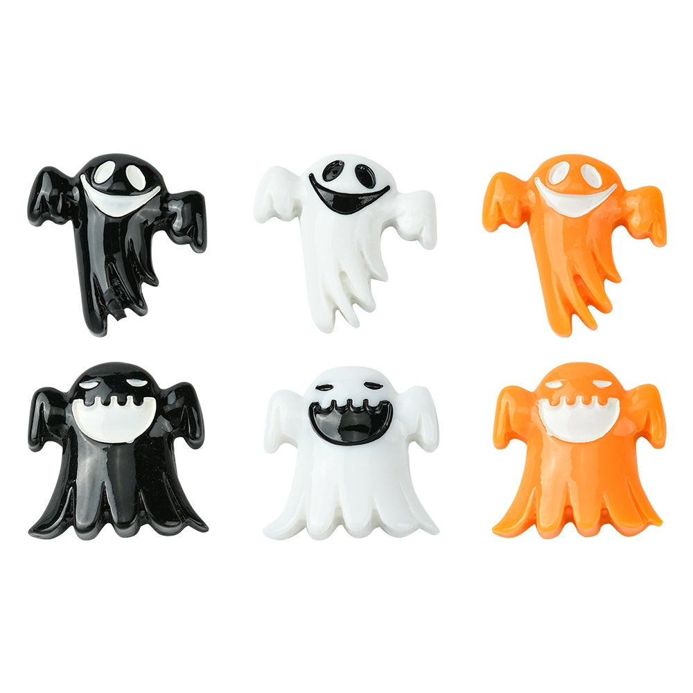 Mixed Color Halloween Opaque Resin Cabochons - Ghost - 27.5-31x28-30.5x6.5-8.5mm