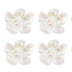 Transparent Epoxy Resin & ABS Pearl  Cabochon - Flower  - 20x23x7.5mm - 3 per bag