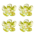Transparent Epoxy Resin & ABS Pearl  Cabochon - Flower  - 20x23x7.5mm - 3 per bag